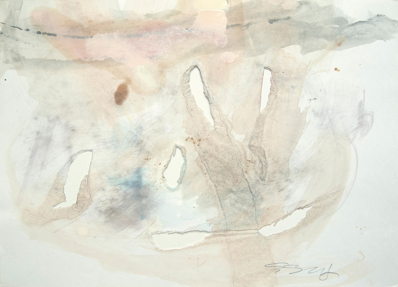 Ana esquisse, 1962, 36.2x51.2 cm, Nishinomiya, Japan, Hole Esquisse, hole on paper, mixed media. 