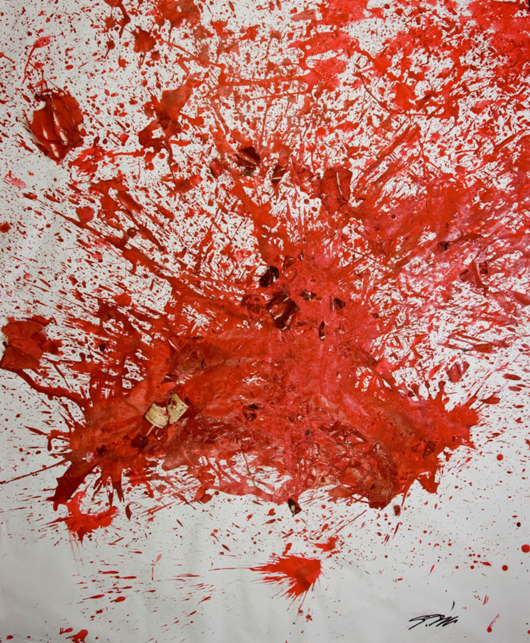 RED 2, 2009, 168x139 cm, Nishinomiya Yacht Harbour, Bottle Crash, acrylic and broken glass on canvas 
