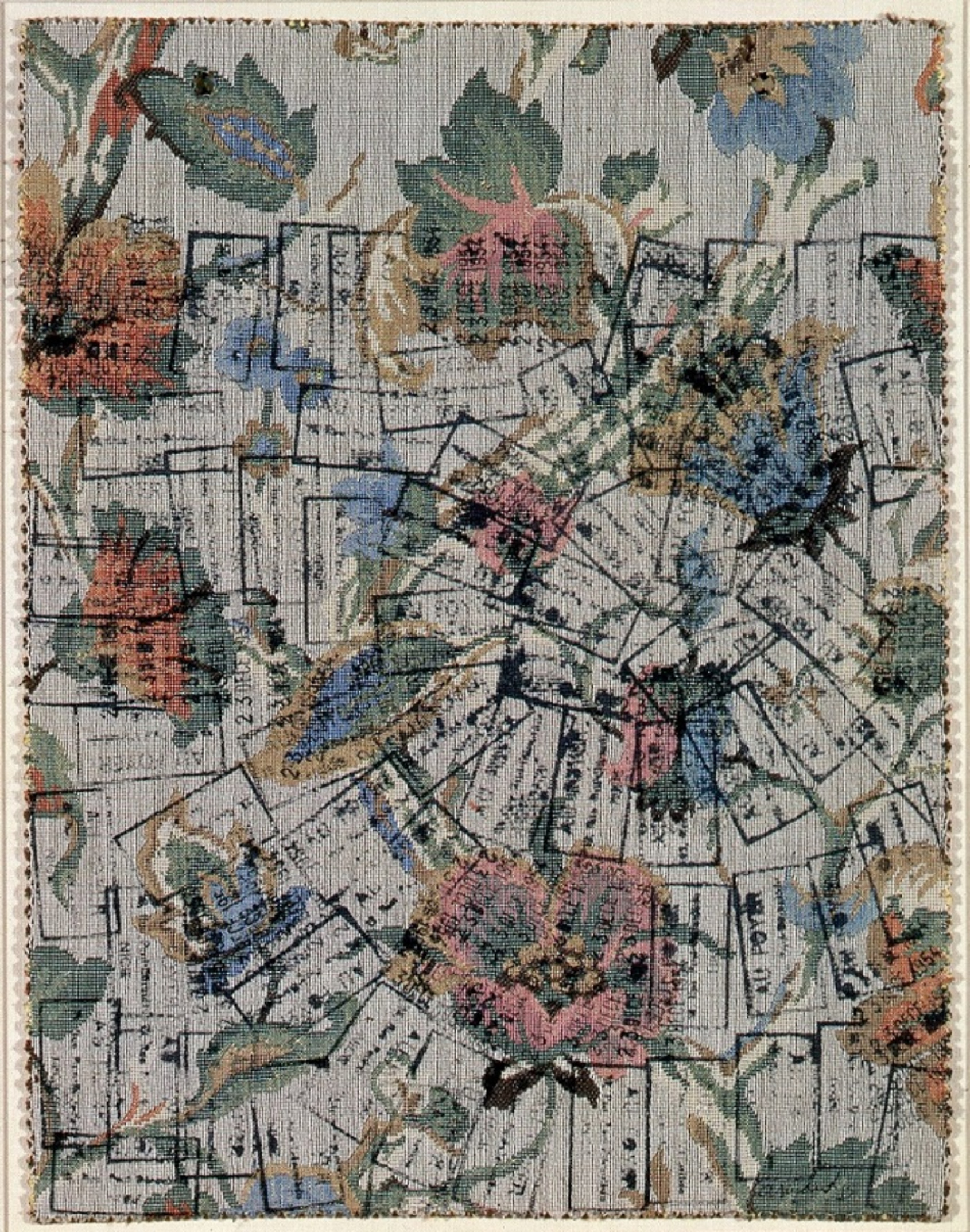  Cachet 54, Arman, 1954, 36.8x29cm. Stamp impressions in ink on fabric. Courtesy of The Arman Marital Trust. 