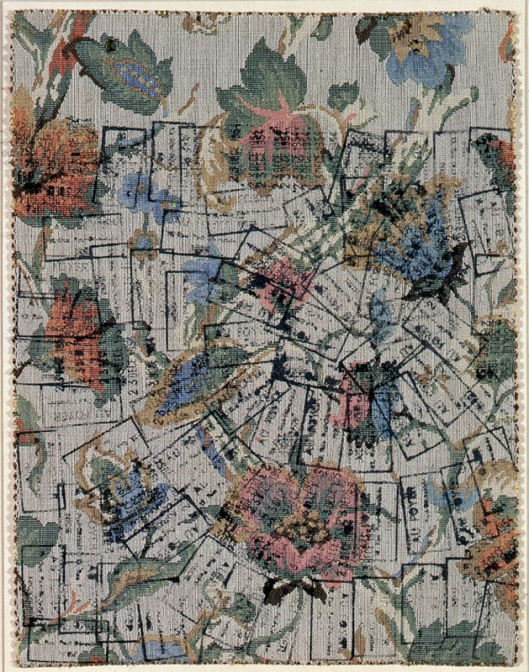 Cachet 54, Arman, 1954, 36.8x29cm. Stamp impressions in ink on fabric. Courtesy of The Arman Marital Trust. 