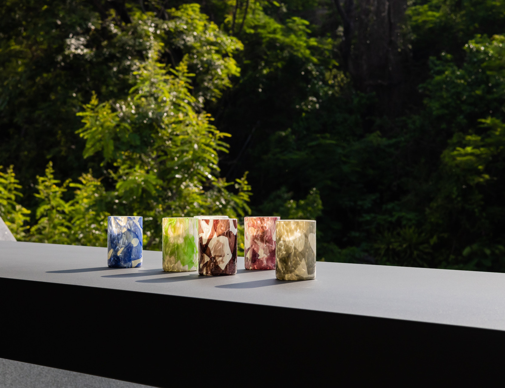 Nougat Set of 6 Borealis Tumblers Collection, Murano blown glass , Stories of Italy © photo at ALIEN Art Centre  